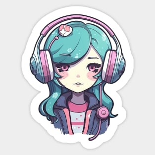 Cute headphone anime girl Sticker